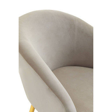 Orsina Yasmeen Mink Velvet Accent Chair and Footstool with Gold Legs