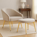 Orsina Yasmeen Mink Velvet Accent Chair and Footstool with Gold Legs