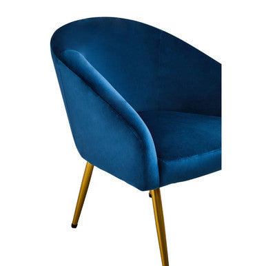 Orsina Yasmeen Velvet Accent Chair and Footstool Set – Midnight Blue