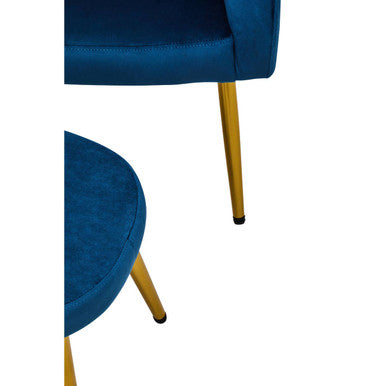 Orsina Yasmeen Velvet Accent Chair and Footstool Set – Midnight Blue