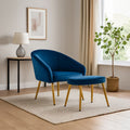 Orsina Yasmeen Velvet Accent Chair and Footstool Set – Midnight Blue