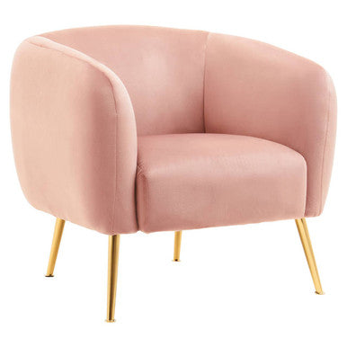 Orsina Yasmeen Pink Velvet Armchair | Glam Accent Chair with Gold Legs