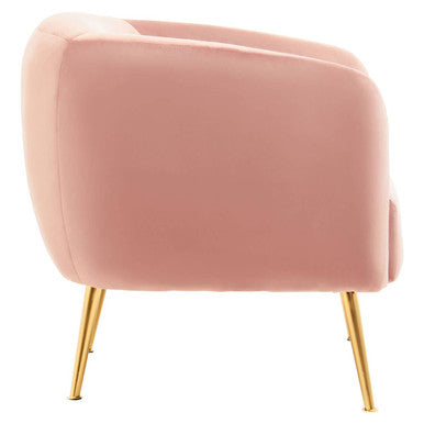 Orsina Yasmeen Pink Velvet Armchair | Glam Accent Chair with Gold Legs