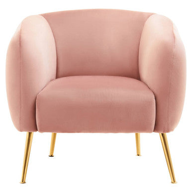 Orsina Yasmeen Pink Velvet Armchair | Glam Accent Chair with Gold Legs