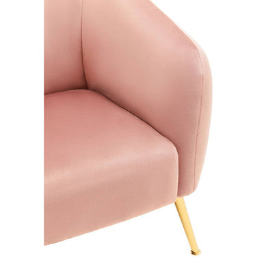 Orsina Yasmeen Pink Velvet Armchair | Glam Accent Chair with Gold Legs