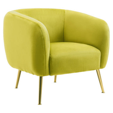 Orsina Yasmeen Olive Velvet Armchair – Modern Accent Chair with Gold Legs