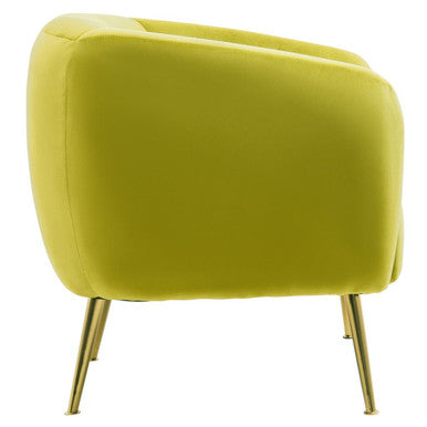 Orsina Yasmeen Olive Velvet Armchair – Modern Accent Chair with Gold Legs