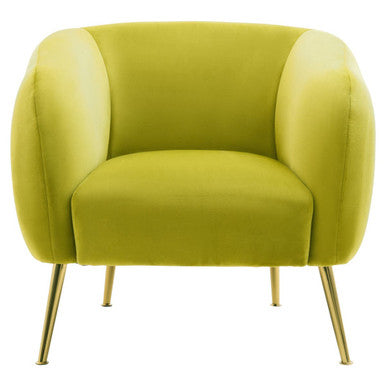 Orsina Yasmeen Olive Velvet Armchair – Modern Accent Chair with Gold Legs