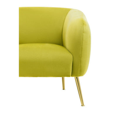 Orsina Yasmeen Olive Velvet Armchair – Modern Accent Chair with Gold Legs