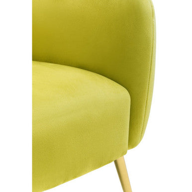 Orsina Yasmeen Olive Velvet Armchair – Modern Accent Chair with Gold Legs