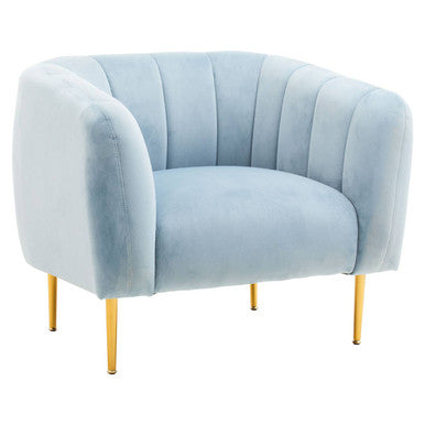 Orsina Yasmeen Blue Velvet Armchair – Modern Accent Chair with Gold Legs
