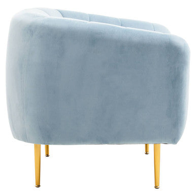 Orsina Yasmeen Blue Velvet Armchair – Modern Accent Chair with Gold Legs