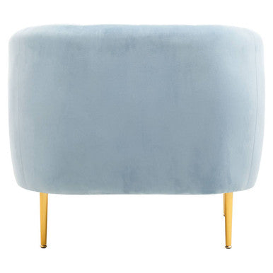 Orsina Yasmeen Blue Velvet Armchair – Modern Accent Chair with Gold Legs