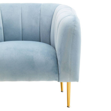 Orsina Yasmeen Blue Velvet Armchair – Modern Accent Chair with Gold Legs