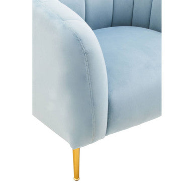 Orsina Yasmeen Blue Velvet Armchair – Modern Accent Chair with Gold Legs