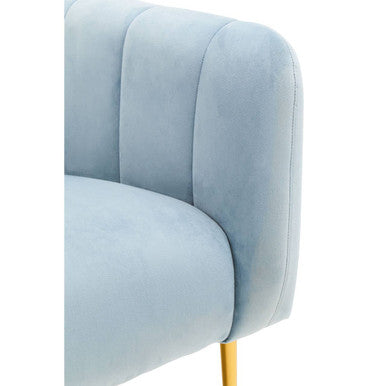 Orsina Yasmeen Blue Velvet Armchair – Modern Accent Chair with Gold Legs