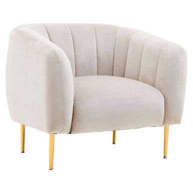 Orsina Yasmeen Grey Velvet Armchair – Contemporary Chair with Gold Legs