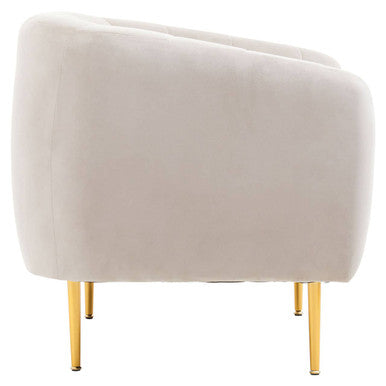 Orsina Yasmeen Grey Velvet Armchair – Contemporary Chair with Gold Legs