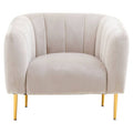 Orsina Yasmeen Grey Velvet Armchair – Contemporary Chair with Gold Legs