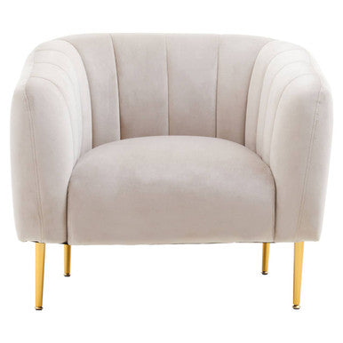 Orsina Yasmeen Grey Velvet Armchair – Contemporary Chair with Gold Legs