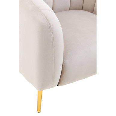 Orsina Yasmeen Grey Velvet Armchair – Contemporary Chair with Gold Legs