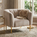 Orsina Yasmeen Grey Velvet Armchair – Contemporary Chair with Gold Legs