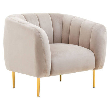 Orsina Yasmeen Mink Velvet Armchair – Channel Detail Accent Chair