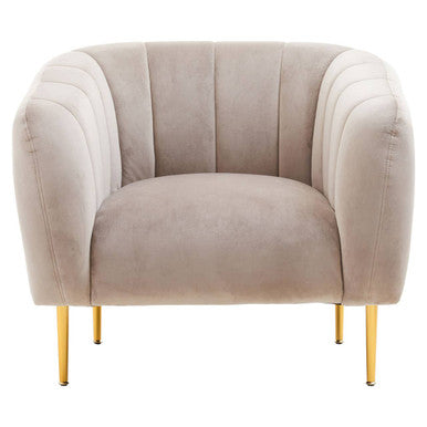 Orsina Yasmeen Mink Velvet Armchair – Channel Detail Accent Chair