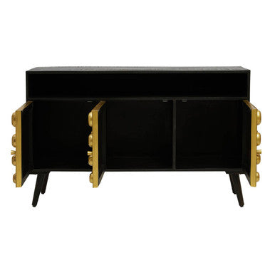 Orsina Arti Three-Door Sideboard – Gold Accent Wooden Storage Cabinet
