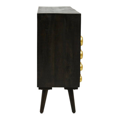 Orsina Arti Three-Door Sideboard – Gold Accent Wooden Storage Cabinet