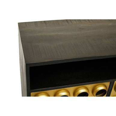 Orsina Arti Three-Door Sideboard – Gold Accent Wooden Storage Cabinet