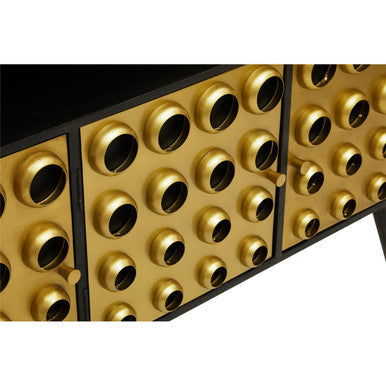Orsina Arti Three-Door Sideboard – Gold Accent Wooden Storage Cabinet
