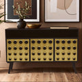 Orsina Arti Three-Door Sideboard – Gold Accent Wooden Storage Cabinet
