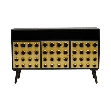 Orsina Arti Three-Door Sideboard – Gold Accent Wooden Storage Cabinet
