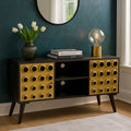 Orsina Arti Mango Wood Media Unit – Mid-Century TV Stand with Gold Detail