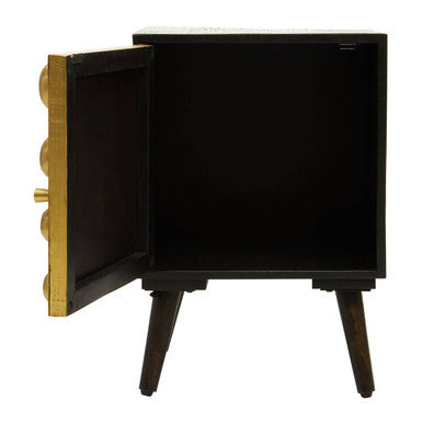 Orsina Arti Mango Wood One Door Cabinet – Black Modern Storage Unit