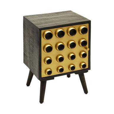 Orsina Arti Mango Wood One Door Cabinet – Black Modern Storage Unit