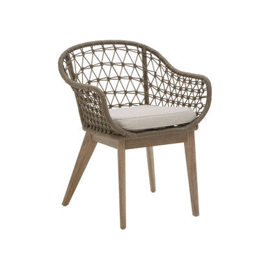 Orsina Opus Accent Chair – Handwoven Open Back with Grey Padded Seat