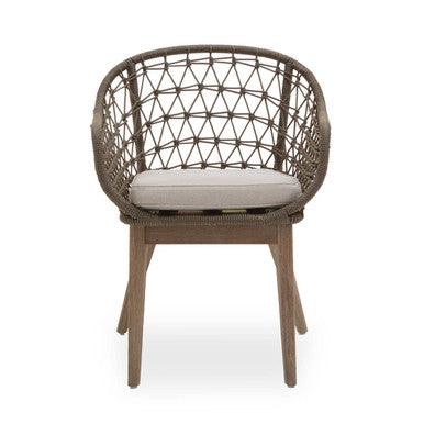 Orsina Opus Accent Chair – Handwoven Open Back with Grey Padded Seat