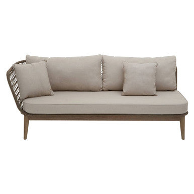 Orsina Opus Woven Rope Chaise Longue – Left-Facing with Grey Cushions