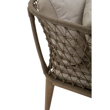 Orsina Opus Woven Rope Chaise Longue – Left-Facing with Grey Cushions