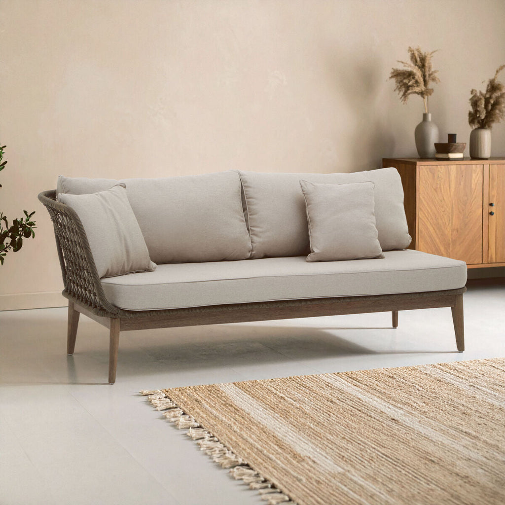 Orsina Opus Woven Rope Chaise Longue – Left-Facing with Grey Cushions