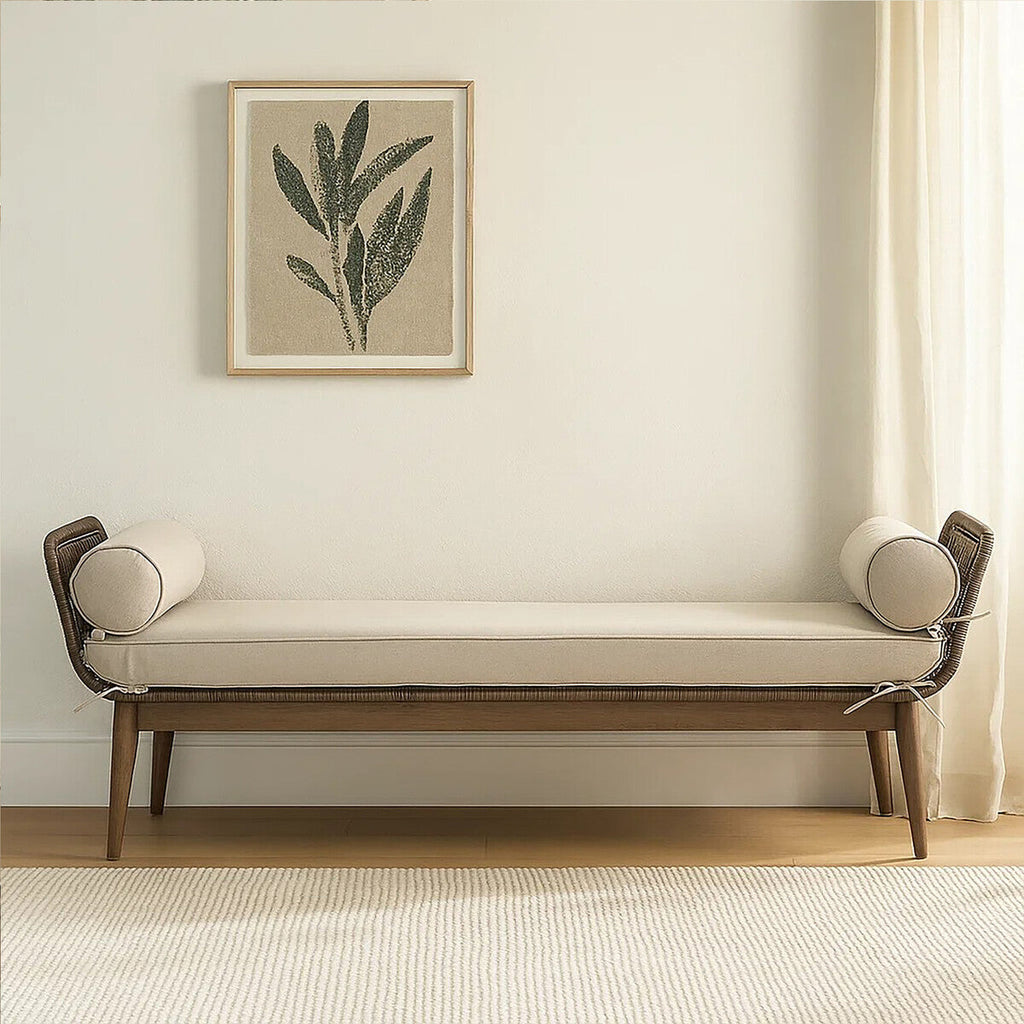 Orsina Opus Rope Woven Lounge Bench with Cushions – Natural Cream