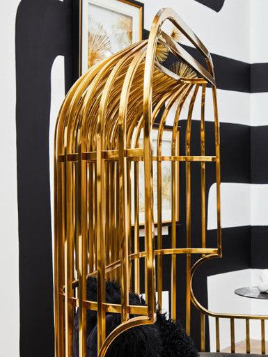 Orsina Eliza Gold Dome Cage 2-Seater Sofa | Black Faux Leather