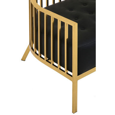 Orsina Eliza Gold Dome Cage 2-Seater Sofa | Black Faux Leather