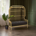 Orsina Eliza Gold Dome Cage 2-Seater Sofa | Black Faux Leather