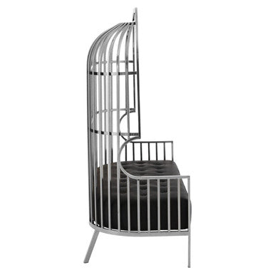 Orsina Eliza 2 Seater Silver Dome Cage Sofa | Black Faux Leather