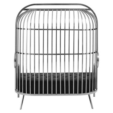 Orsina Eliza 2 Seater Silver Dome Cage Sofa | Black Faux Leather