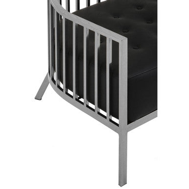 Orsina Eliza 2 Seater Silver Dome Cage Sofa | Black Faux Leather