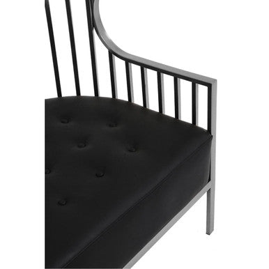 Orsina Eliza 2 Seater Silver Dome Cage Sofa | Black Faux Leather